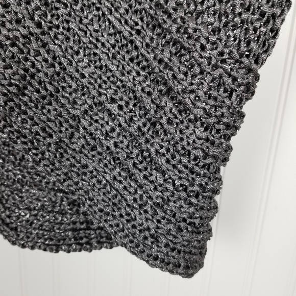 Club Monaco Gray Metallic Open Front Cardigan Sleeveless Vest Open Knit Size XS - Picture 4 of 11